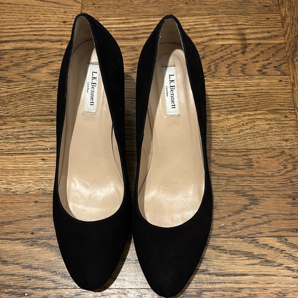LK Bennett London Sersha Pump Womens 41 Black Suede Shoes 3” Heel